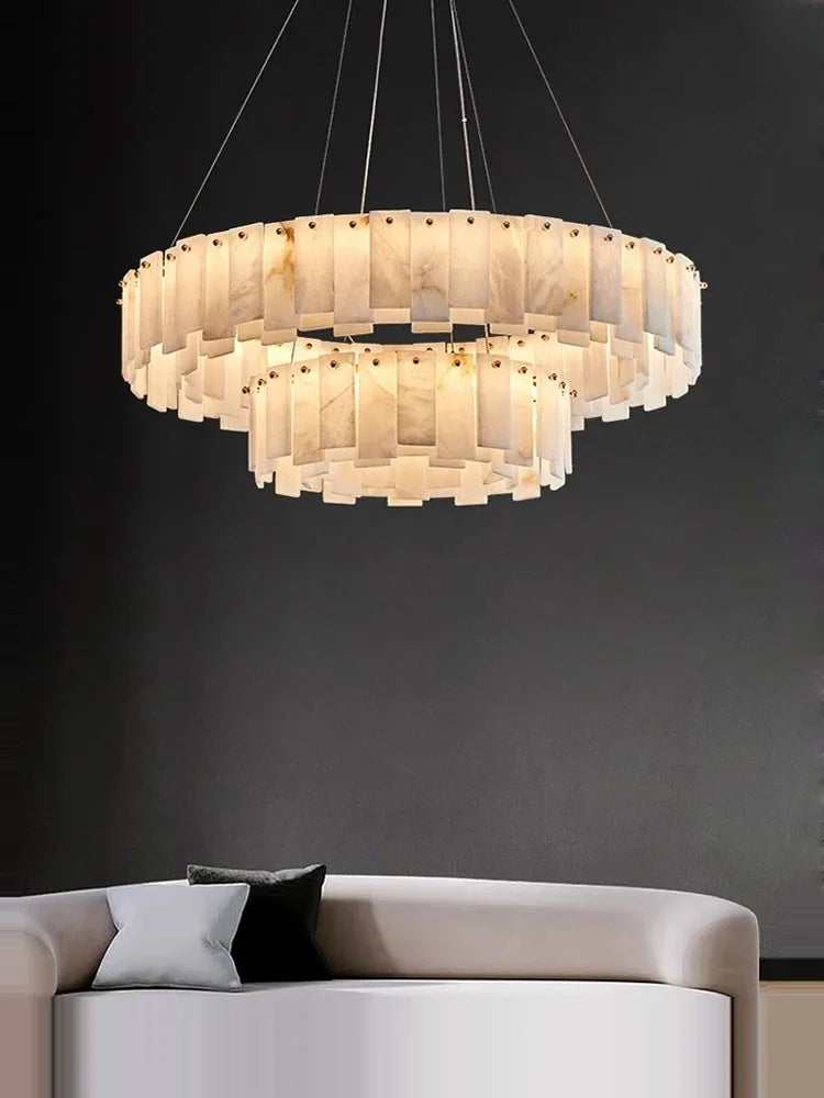 Afralia™ Modern Marble Design LED Ceiling Chandelier for Living Room