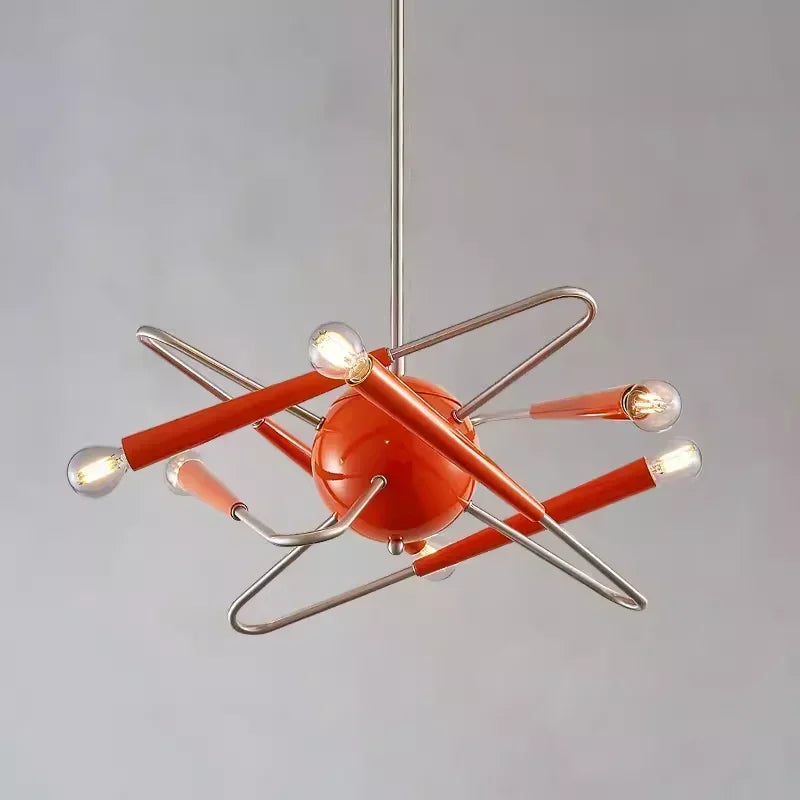 Afralia™ Orange Chandelier: Mid Century LED Sputnik Lighting for Living Room, Dining Room, Bedroom
