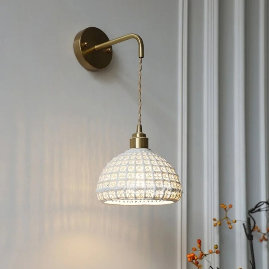 Afralia™ Ceramic LED Wall Lights with Pull Chain Switch for Restaurant and Bedside
