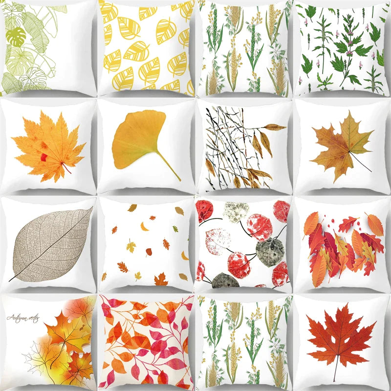 Afralia™ Autumn Maple Leaves Pillow Cases Short Plush Cushion Cover Sofa Pillowslip