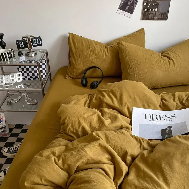 Afralia™ Cotton Bedding Set with Comforter Cover, Sheet, and Pillowcase Set