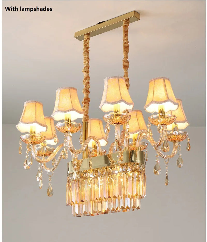 Afralia™ Crystal Chandelier Pendant Light for Dining Room - Gold/Silver/Cognac/Smoky Gray - Indoor Décor