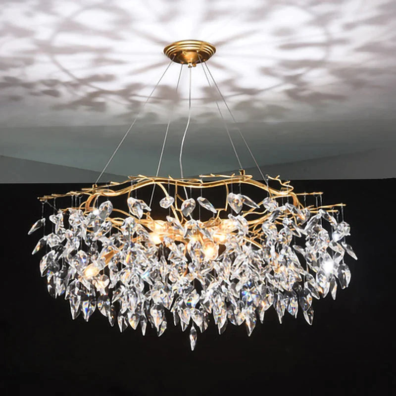 Afralia™ Luxury Crystal Chandelier LED Pendant Lamps for Living Room & Dining Hall