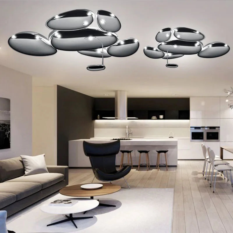 Afralia™ LED Cobblestone Ceiling Chandelier for Home Decor - Modern Living Room Bedroom Lighting