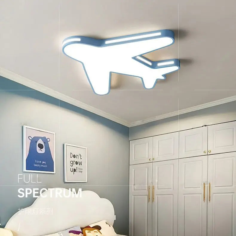 Afralia™ Kids Bedroom Ceiling Lamp Full Spectrum Eye Protection Cream Wind Airplane Theme