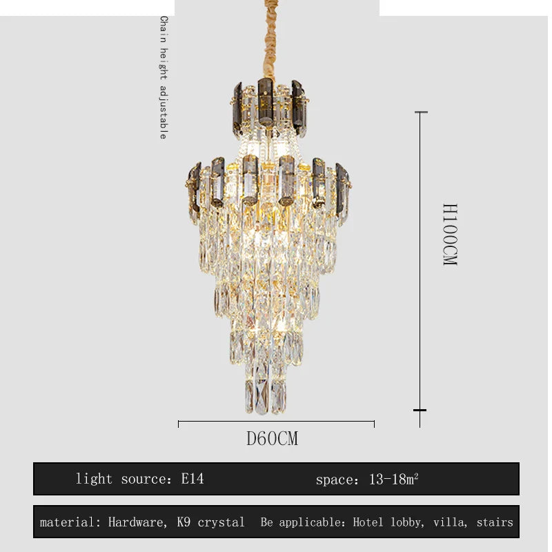 Afralia™ Crystal Chandelier: Stylish High Spiral Staircase Pendant Lighting