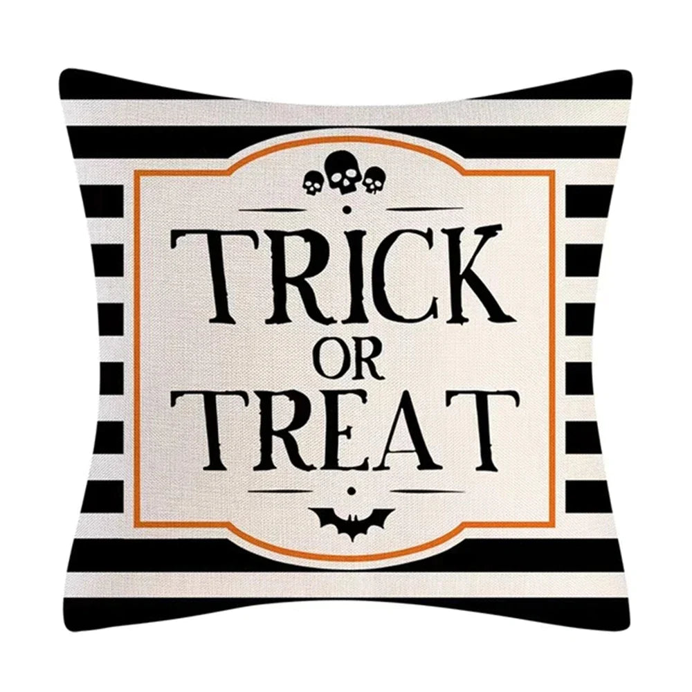 Afralia™ Halloween Linen Cushion Cover for Living Room Decor and Sofa - Trick or Treat