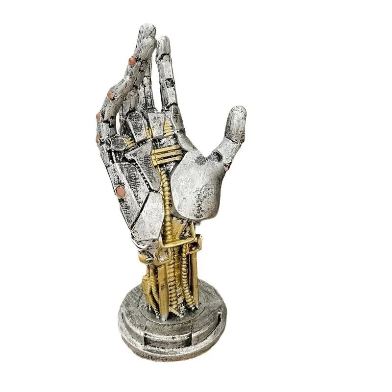 Afralia™ Cyberpunk Mechanical Arm Desktop Stand - Simulated Robot Hand Sculpture