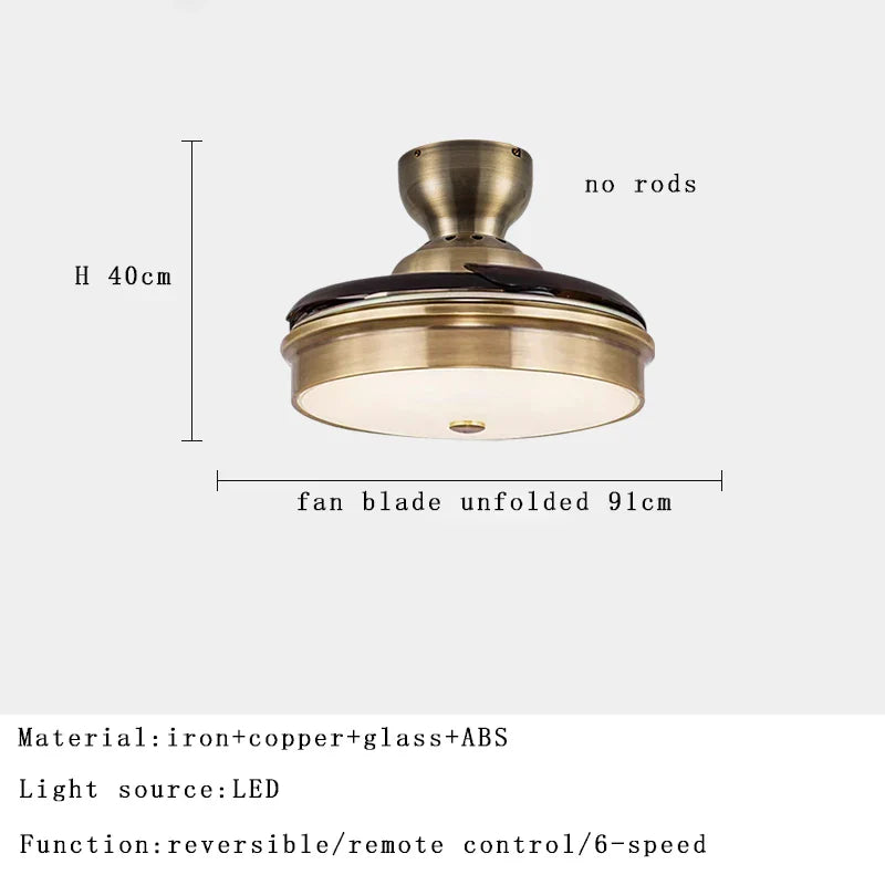 Afralia™ Copper Bronze Ceiling Fan Light Remote Control 6-speed Reversible Silent Design