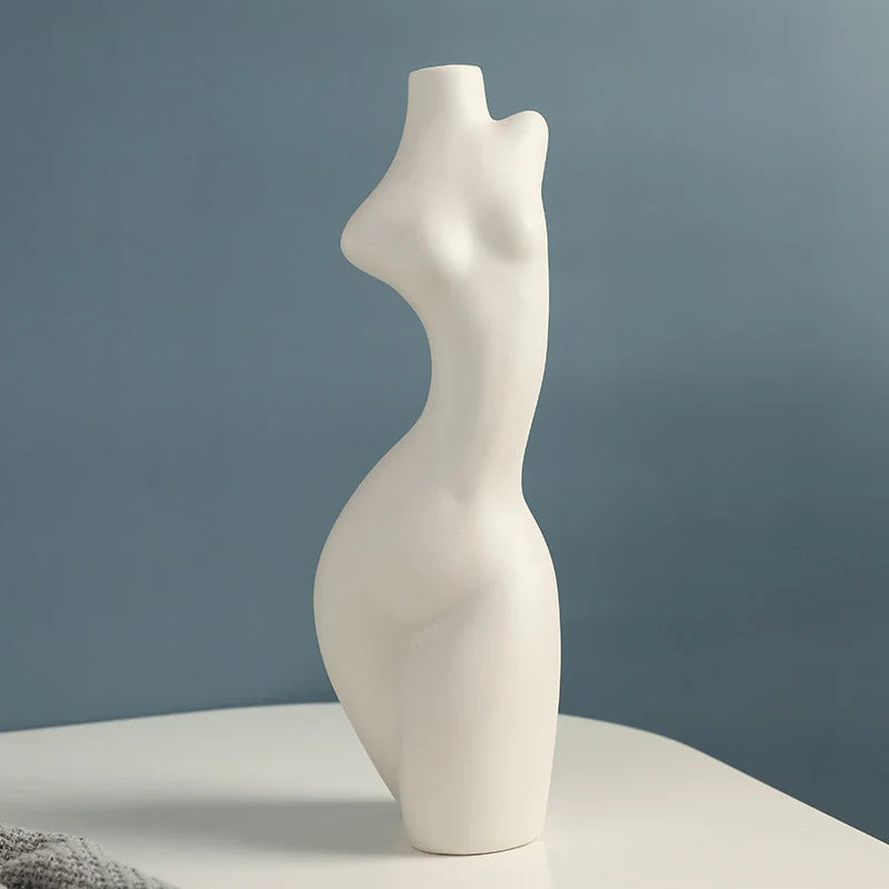 Afralia™ Ceramic Nude Portrait Vase | Modern White Bust Decor | Living Room Decoration