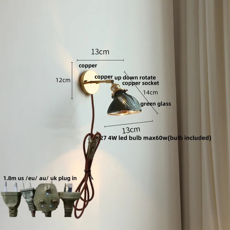 Afralia™ White Glass Copper LED Wall Sconce with Pull Chain Switch