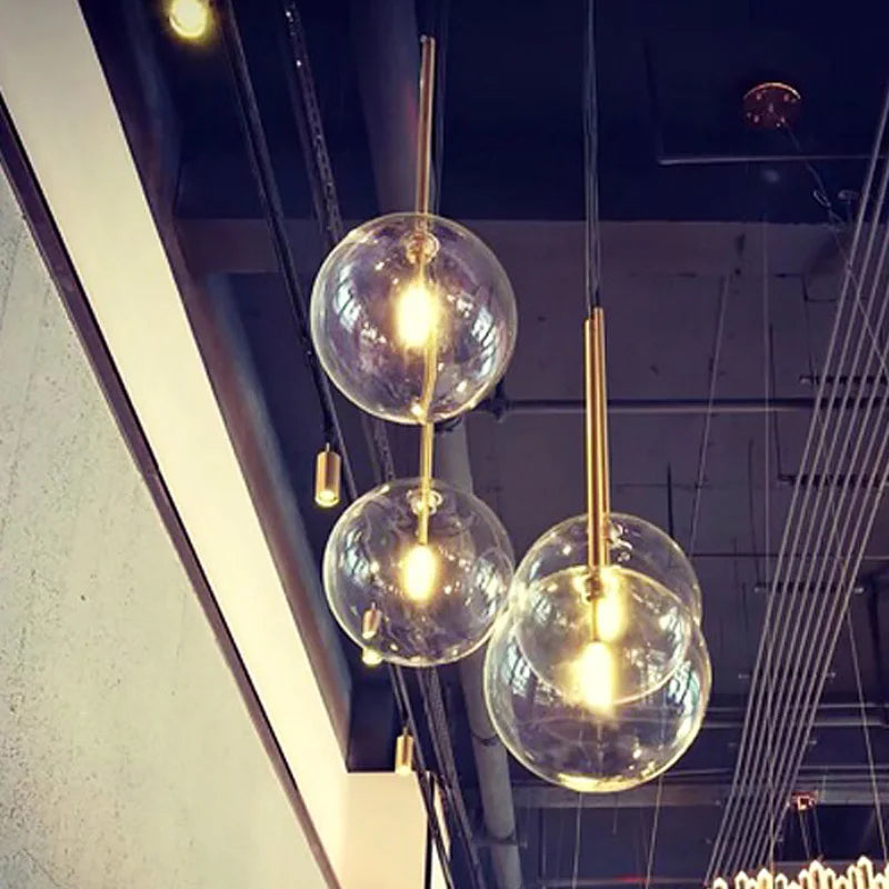 Afralia™ Glass Ball Chandelier: Modern Luxury Lighting Fixture for Living Room, Bedroom, Restaurant - Pendant Lights, Stairs Hanging Lamp