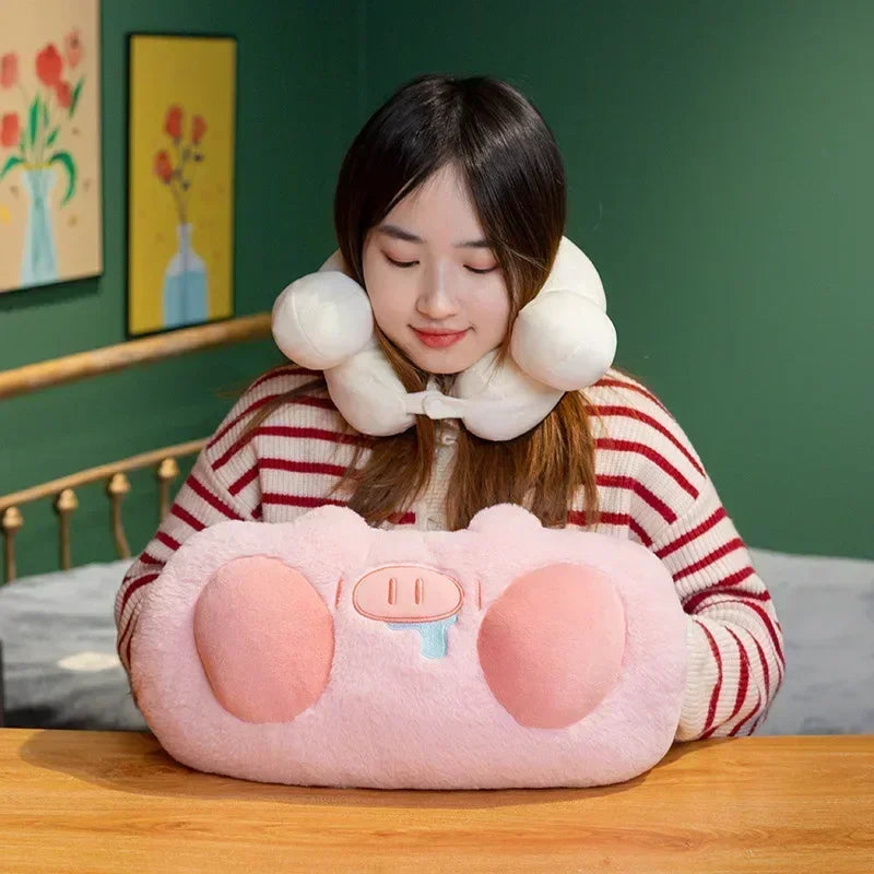 Afralia™ Pink Pig & Bone U-shaped Travel Pillow | Cozy Gift for Holiday & Birthday