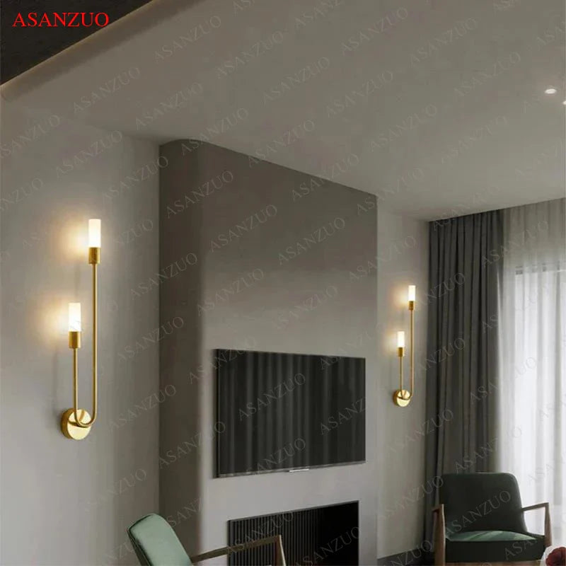 Afralia™ LED Gold Candlestick Wall Light for Indoor Decor and Ambiance