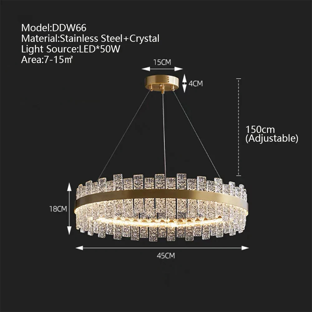 Afralia™ Crystal LED Chandelier: Gold/Black Luxury Pendant Lighting for Home