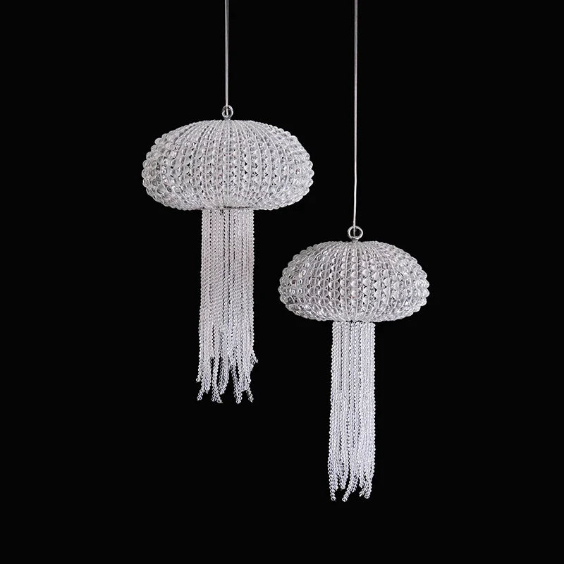 Afralia™ Crystal Tassel Chandelier - Elegant LED Jellyfish Ceiling Light for Living Room