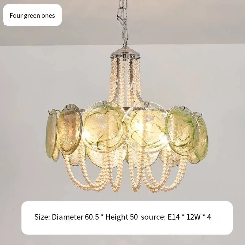 Afralia™ Pink Glass Pearl Chandelier: Modern Pendant Light for Living Room & Bedroom