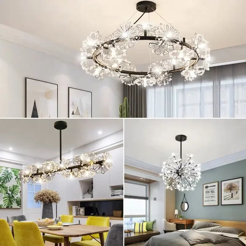 Afralia™ Crystal Bionic Petals Chandelier for Living Dining Bedroom Hall Hotel Decor