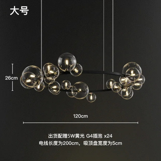 Afralia™ Black Glass Ring Pendant Light - Nordic Style LED Chandelier for Home Decor