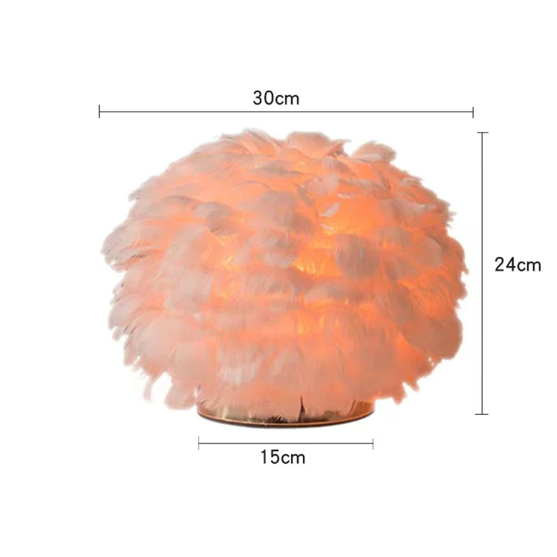 Afralia™ Feather Lampshade E27 Bedside Lamp for Romantic Home Decor