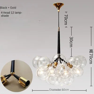 Afralia™ Nordic Glass Chandelier Pendant Lights - Black/White/Coffee - 9/12/18 Bubbles - Home Decor