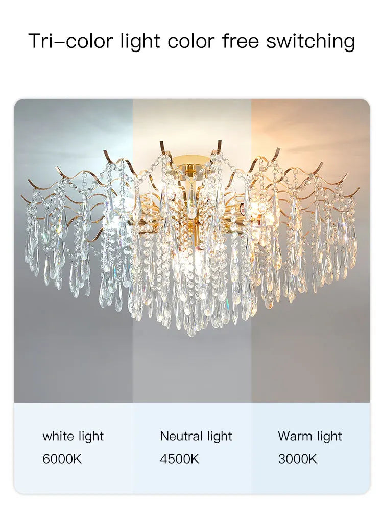 Afralia™ Nordic Gold Crystal Chandelier for Dining Room Living Room Hall Decor