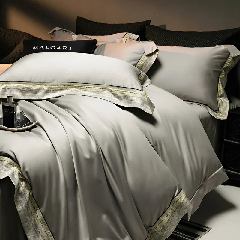 Afralia™ Luxury Satin Jacquard 1400TC Egyptian Cotton Bedding Set 4Pcs