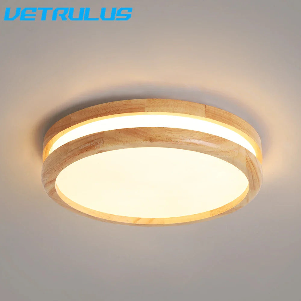 Afralia™ Modern Wooden LED Ceiling Lamp Minimalist Chandelier Pendant Light for Aisle, Bedroom, Corridor