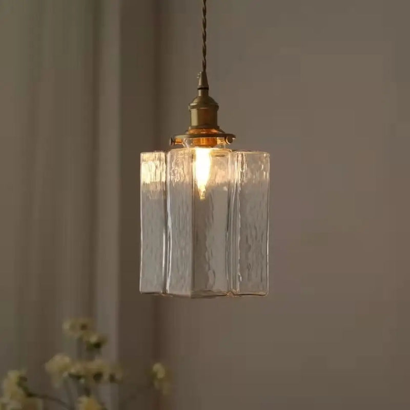 Afralia™ Vintage Brass Glass Pendant Lamp Rustic LED Chandelier for Home Decoration