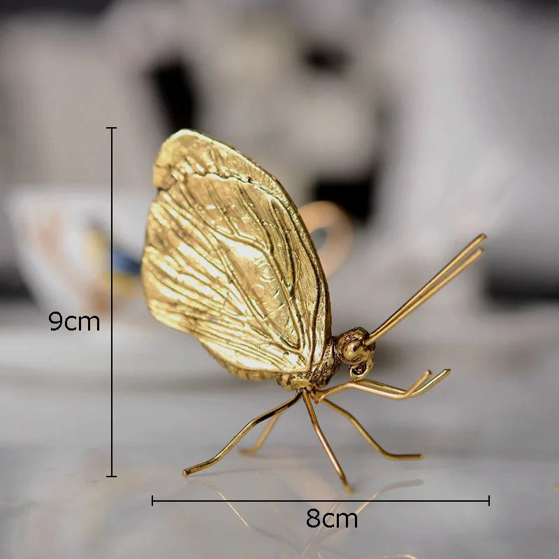 Afralia™ Golden Butterfly Ant Miniature Figurine Desk Ornament Artwork Decor