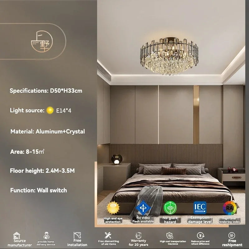 Afralia™ Gold Crystal Ceiling Chandelier: Luxury Modern LED Pendant for Home Décor