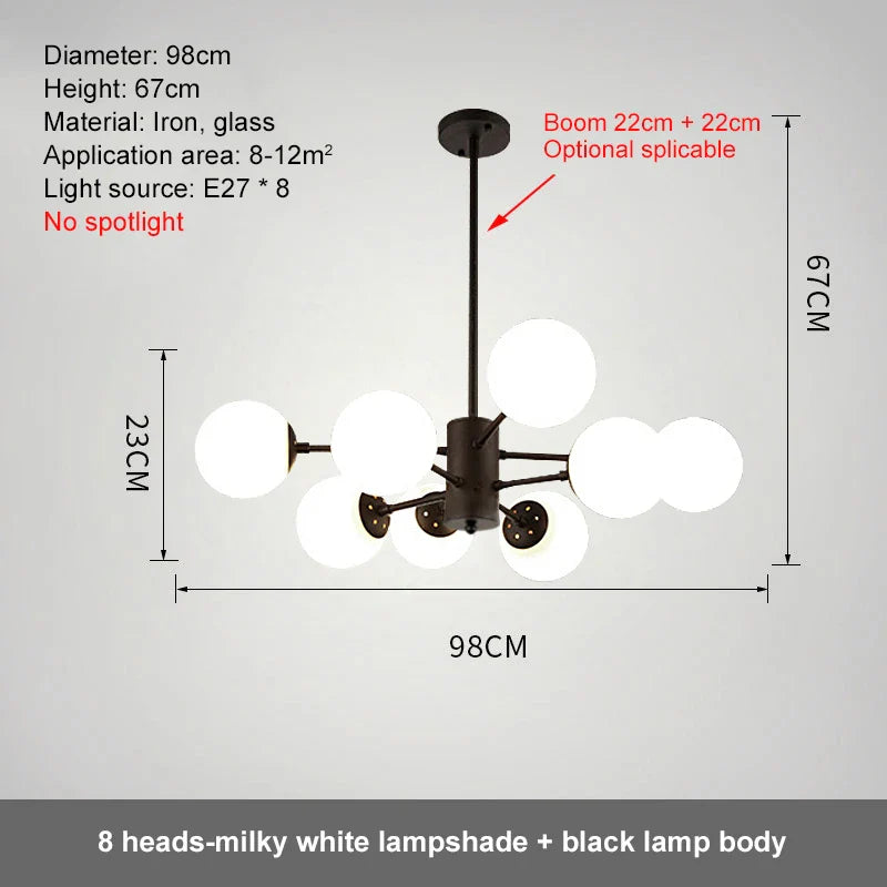 Afralia™ Glass Ball LED Chandelier for Bedroom Dining Room - Elegant Ceiling Pendant Lamp