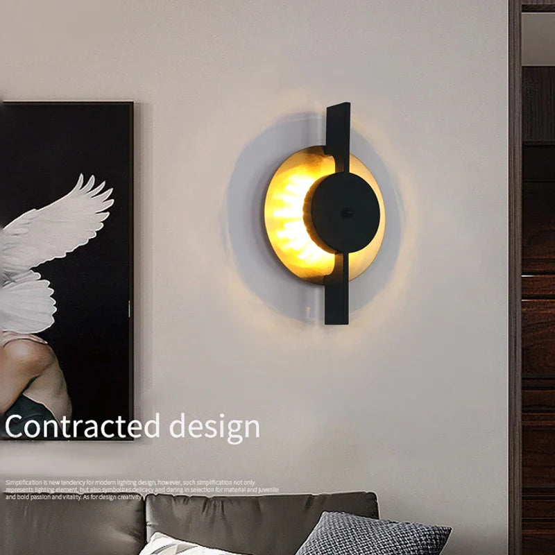 Afralia™ Gold Iron Art Designer Sconce LED Decorative Wall Lamp