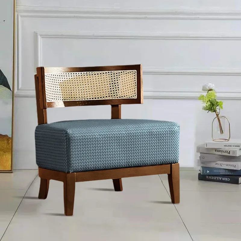 Afralia™ Nordic Rattan Sofa Chair: Solid Wood Outdoor Furniture Balcony Seating