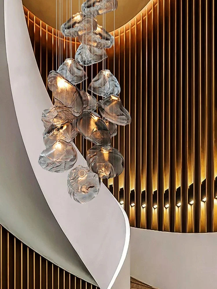 Afralia™ Pebble Glass LED Chandelier: Modern Luxury Loft Pendant Light for Stylish Living Room