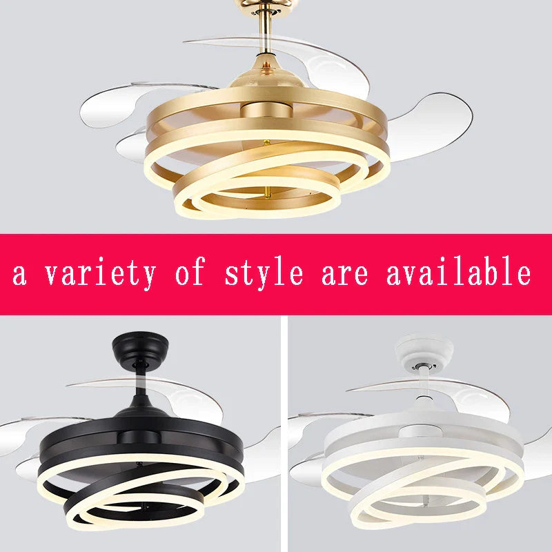 Afralia™ Modern 2025 LED Ceiling Fan with Remote Control and Rechargeable Silent Operation