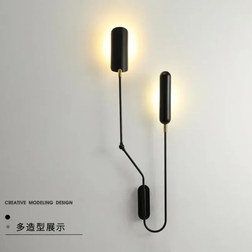 Afralia™ Industrial Adjustable LED Wall Lamp Bedside Reading Light - Black