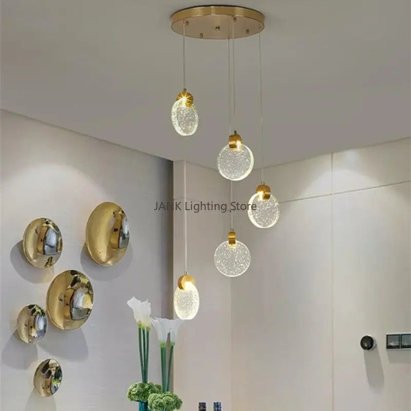 Afralia™ Bubble Crystal Ceiling Pendant Light, LED Villa Staircase Hanging Lamps