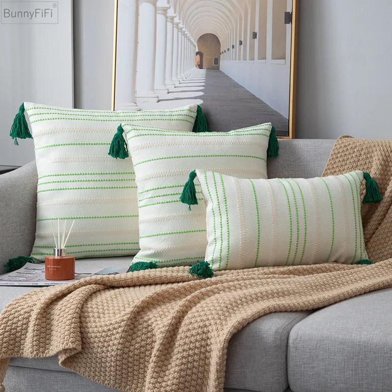 Afralia™ Woven Stripe Cushion Cover for Home Sofa Bed Bedroom Living Room