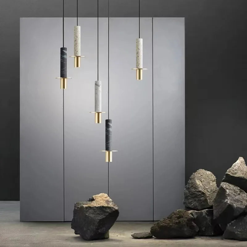 Afralia™ Marble Stone Pendant Chandelier - Modern Indoor Lighting for Dining Room & Bar