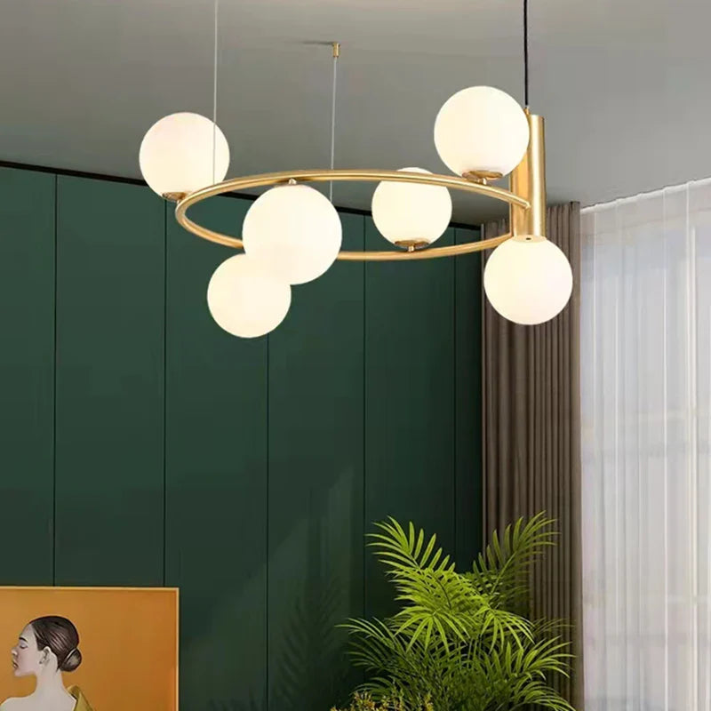 Afralia™ Nordic White Glass Chandelier Pendant Lamp, Adjustable Metal Cord, G9 Bulb, Home Deco