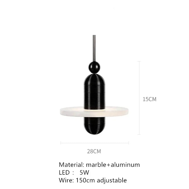 Afralia™ Marble LED Pendant Lights: Gold Black Aluminum, Adjustable Cord, Dinging Room, Bedside Hang Lamp