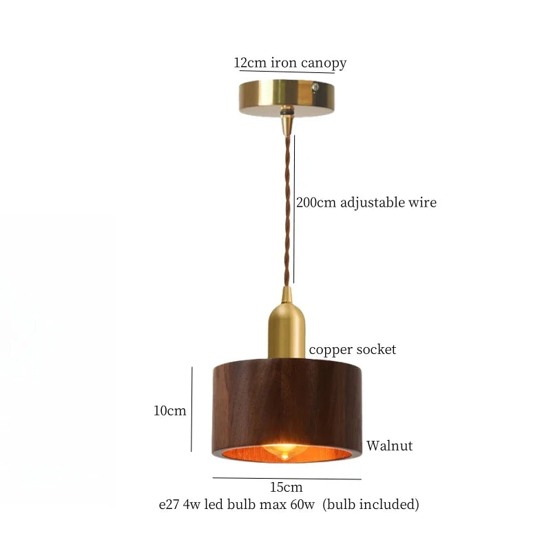 Afralia™ Walnut Wood LED Pendant Light for Home and Restaurant Lighting