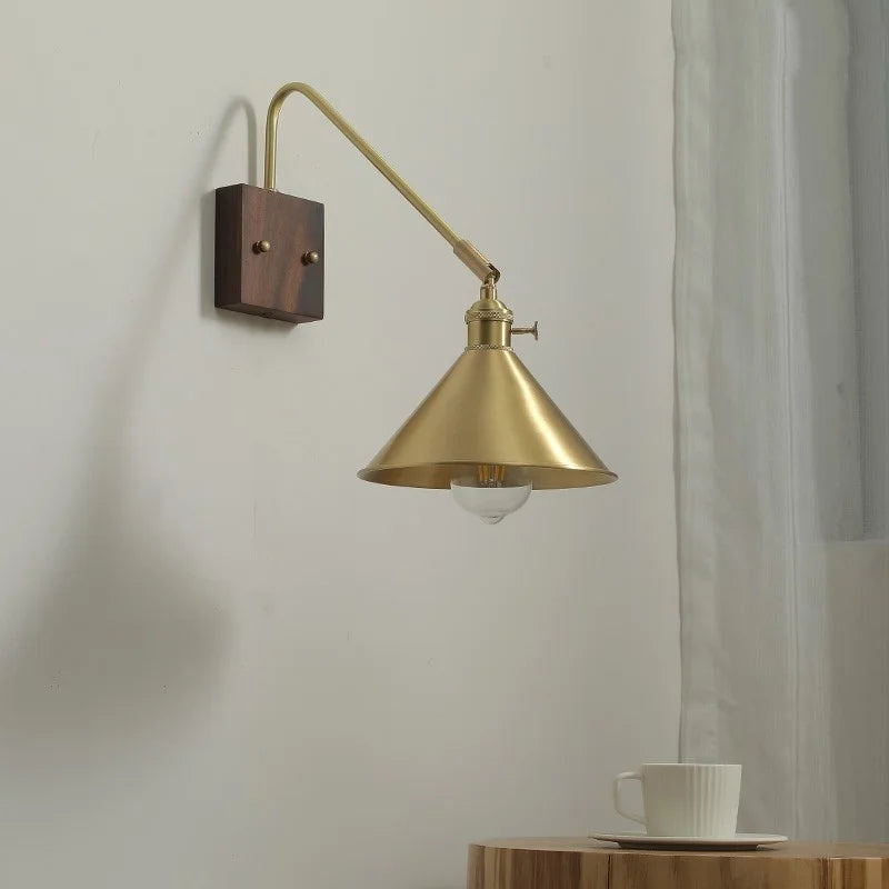 Afralia™ Walnut Copper LED Wall Lights Modern Bedside Lamp Applique Da Parete