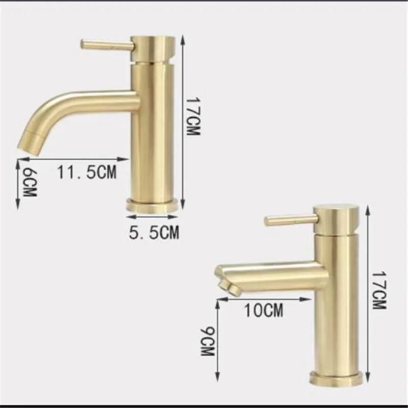 Afralia™ Brushed Gold Basin Faucet: Solid Brass Bathroom Mixer Tap for Hot & Cold Water