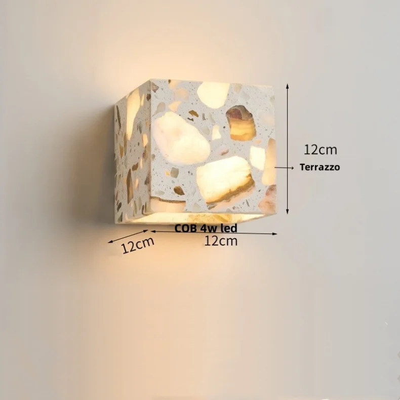 Afralia™ Terrazzo Stone LED Wall Lights for Modern Nordic Interior
