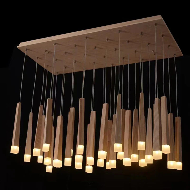 Afralia™ Modern Wood Chandelier Pendant for Dining Room, Living Room, Bedroom