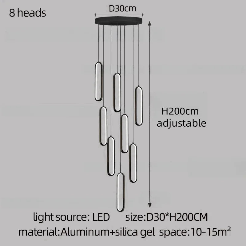 Afralia™ LED Staircase Branch Chandelier for Modern Living & Dining Rooms