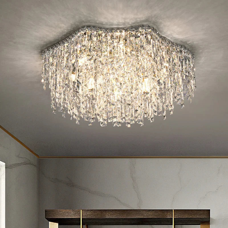 Afralia™ Crystal LED Ceiling Light: Modern Chandelier for Bedroom and Living Room