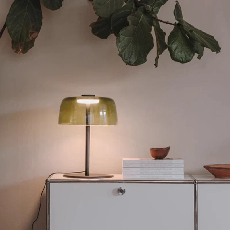 Afralia™ Green Glass Table Lamp - Unique Handmade Decorative Desk Light with LED Bulb